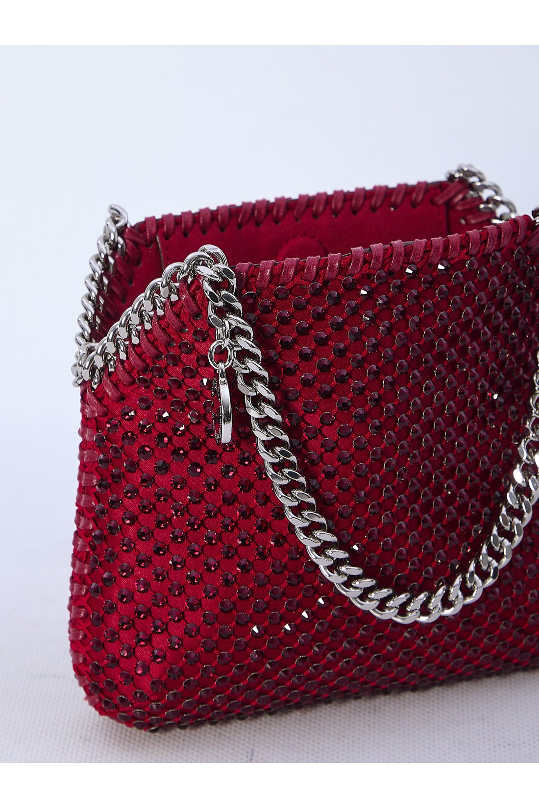 STELLA MCCARTNEY-OUTLET-SALE-Falabella crystal mesh mini tote bag-ARCHIVIST