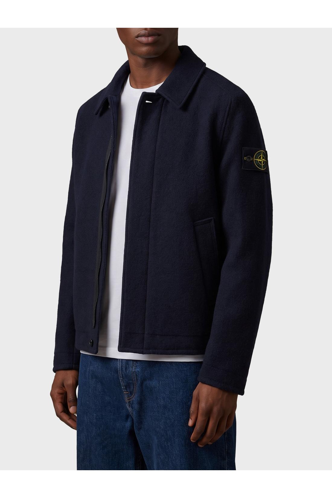 Stone Island-OUTLET-SALE-Felted RWS wool cardigan-ARCHIVIST