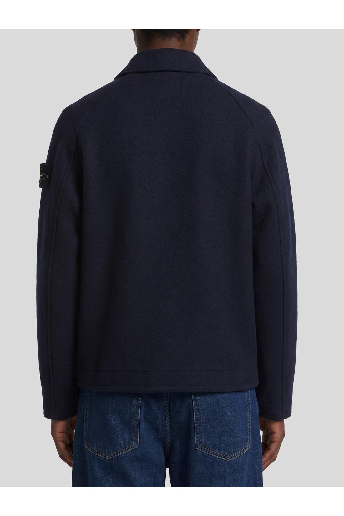 Stone Island-OUTLET-SALE-Felted RWS wool cardigan-ARCHIVIST