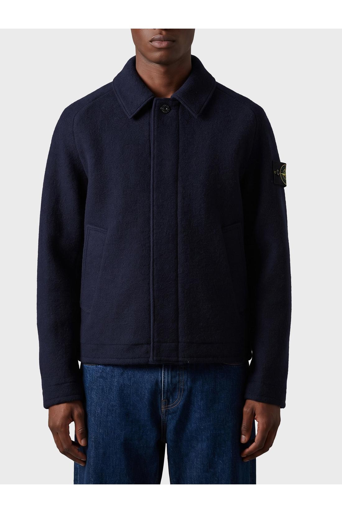 Stone Island-OUTLET-SALE-Felted RWS wool cardigan-ARCHIVIST
