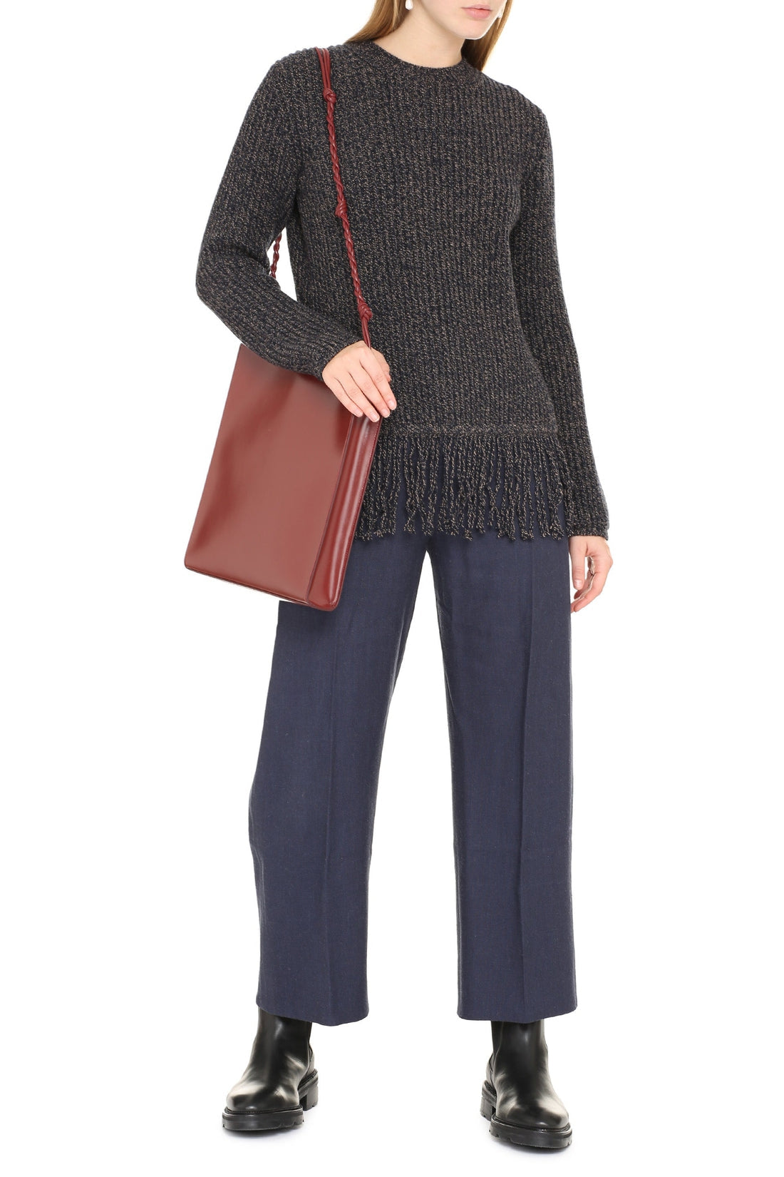Max Mara-OUTLET-SALE-Femme ribbed sweater with fringes-ARCHIVIST