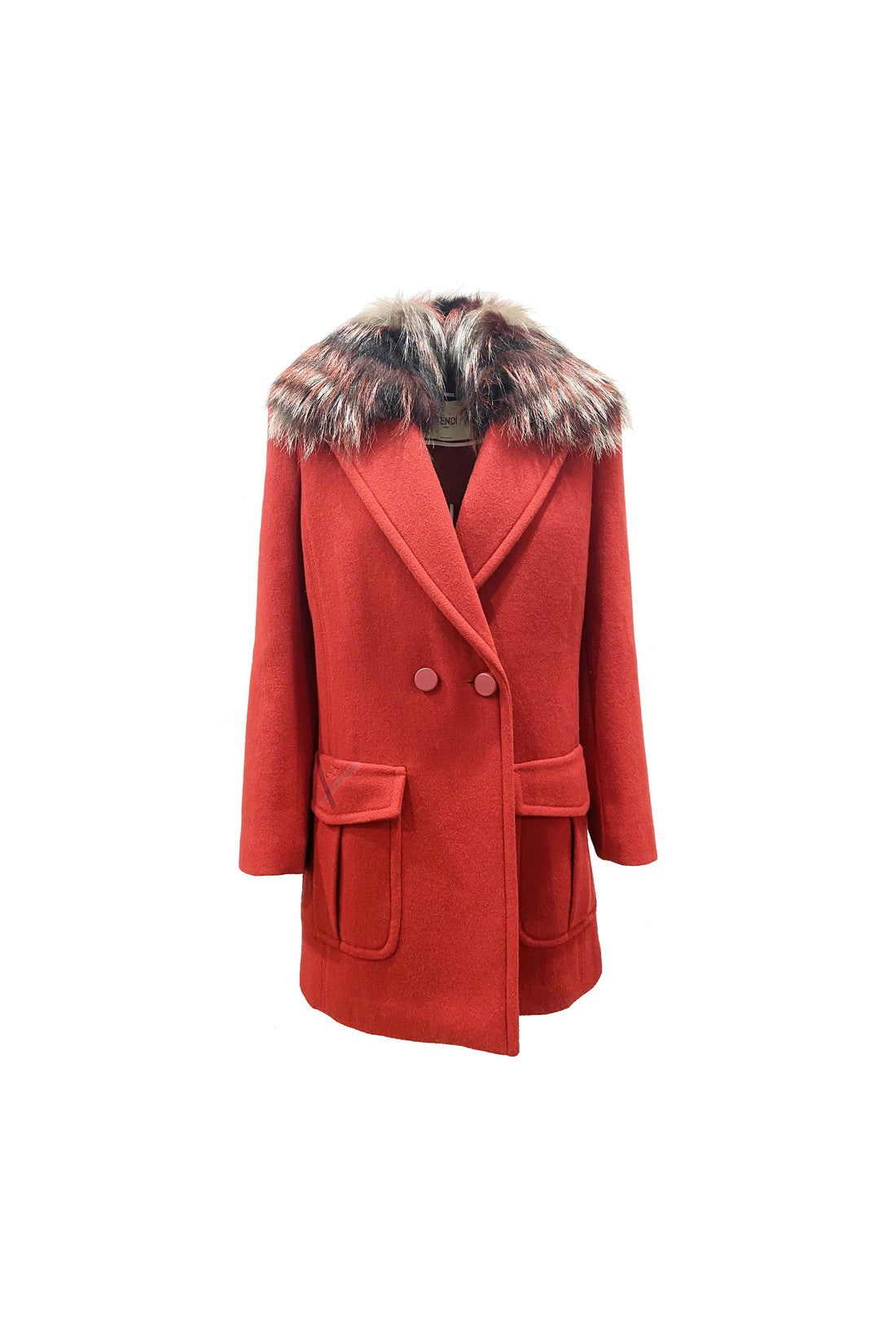 FENDI-OUTLET-SALE-Fendi Fur Collar Wool Coat-ARCHIVIST