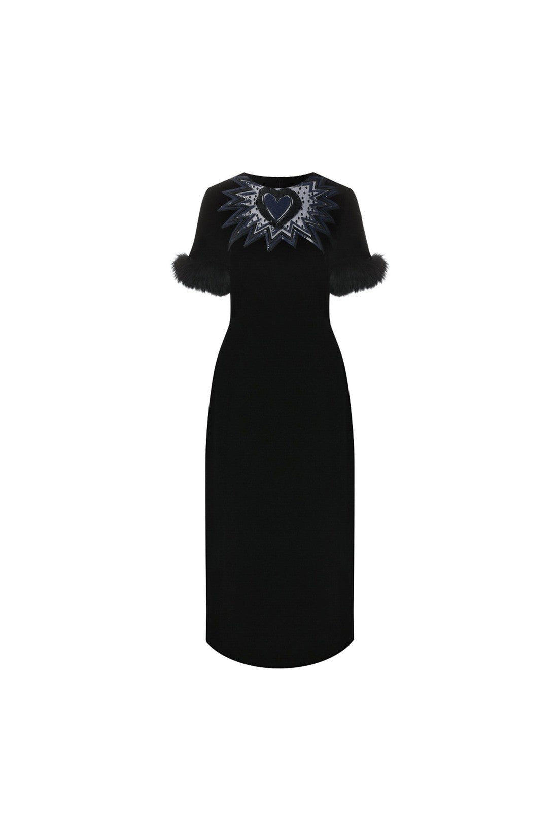 FENDI-OUTLET-SALE-Fendi Fur Trim Velvet Midi Dress-ARCHIVIST