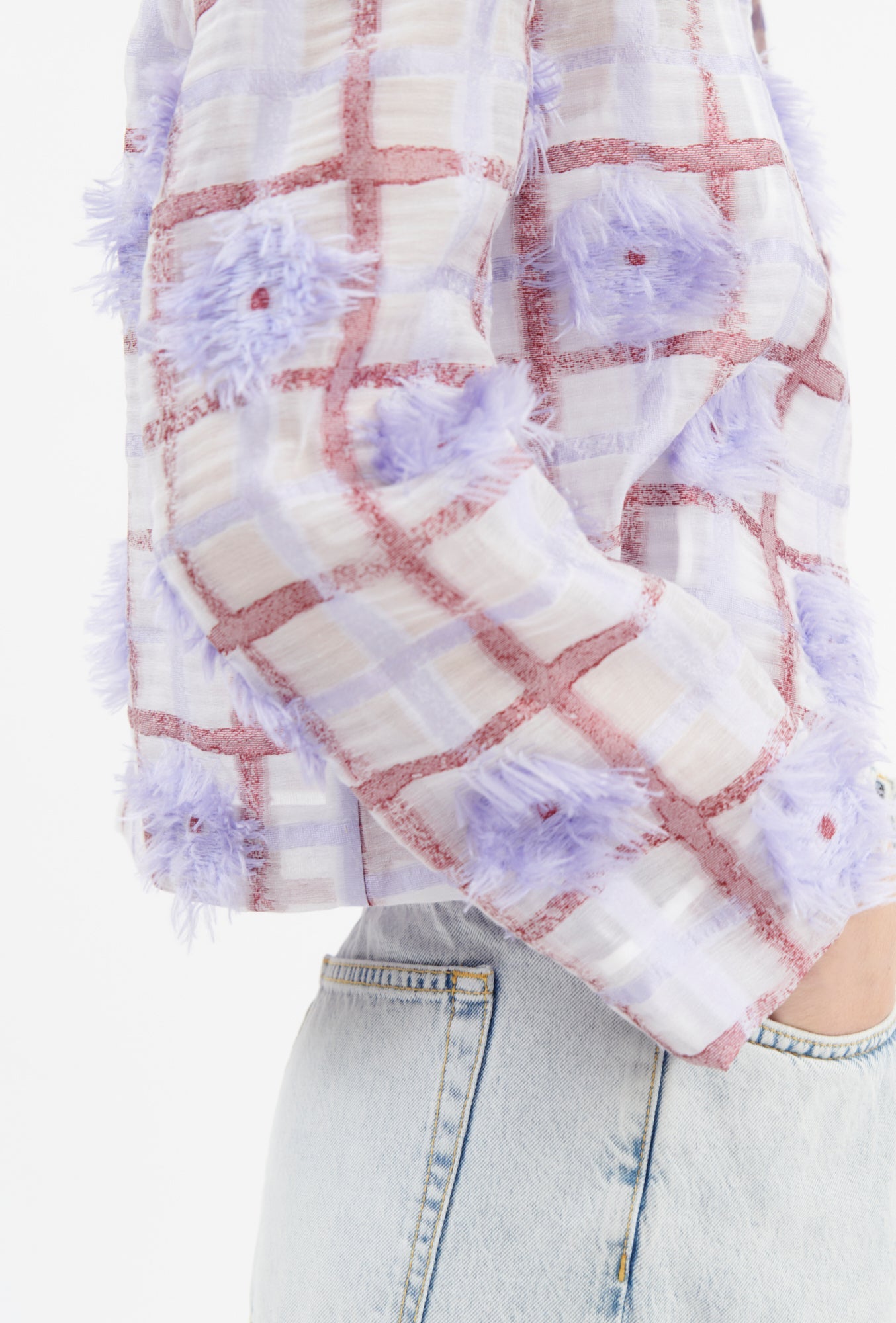 Odeeh-Filcoupé Check Jacke, Periwinkle Blue-Jacken & Mäntel-Black-Deal-Outlet-by-ARCHIVIST