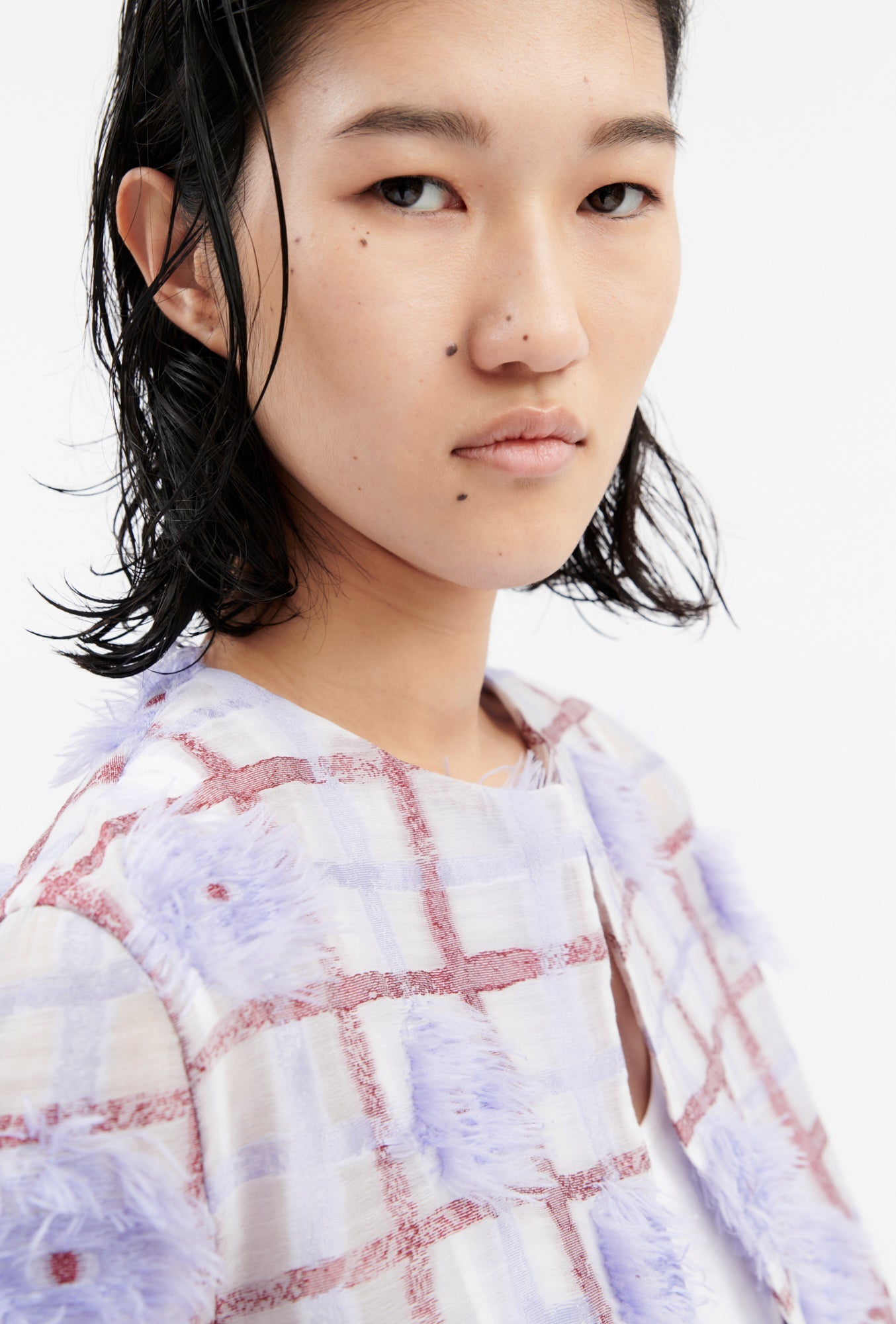 Odeeh-Filcoupé Check Jacke, Periwinkle Blue-Jacken & Mäntel-Black-Deal-Outlet-by-ARCHIVIST