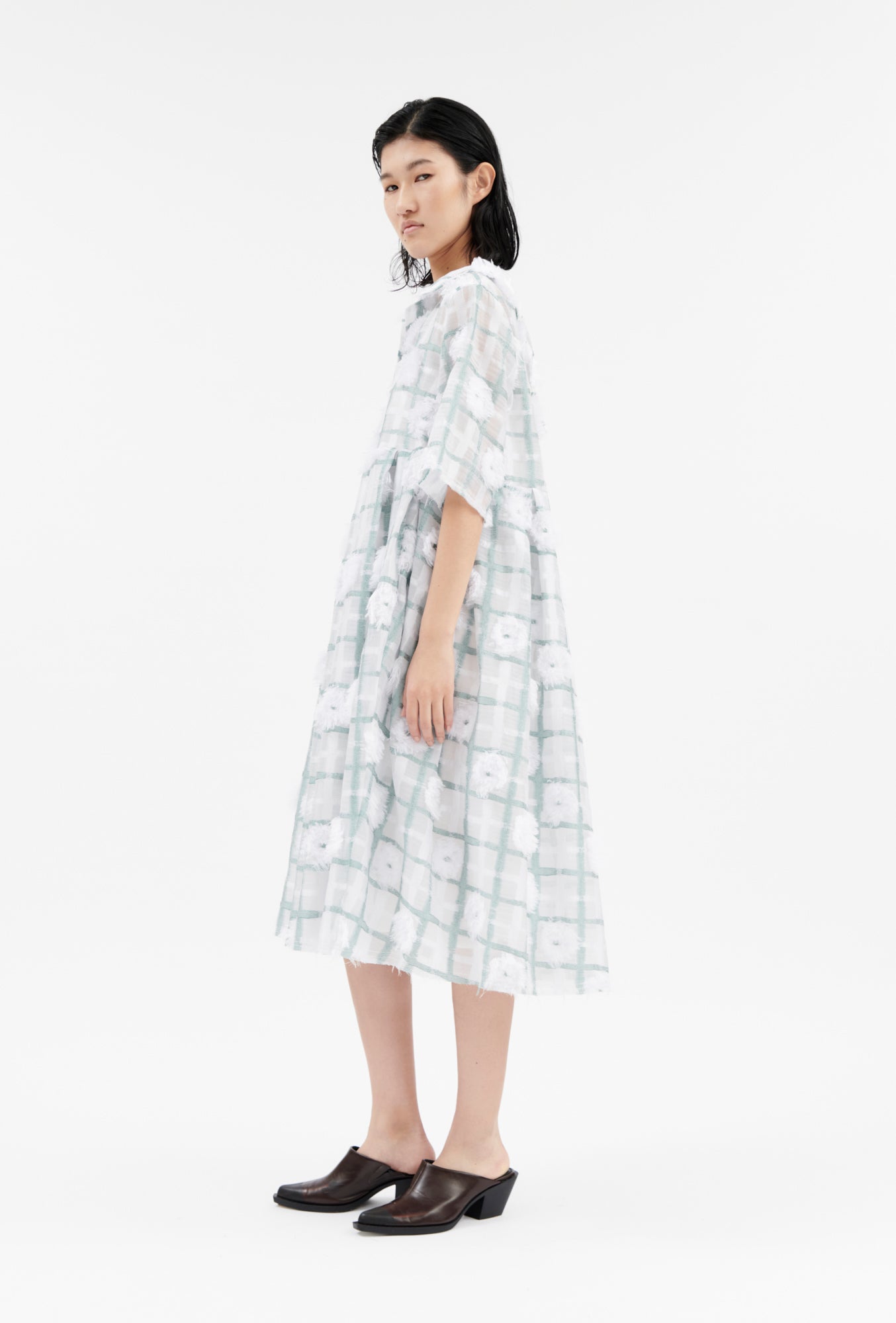 Odeeh-Filcoupé Check Kleid, Glass Green-Kleider & Röcke-Black-Deal-Outlet-by-ARCHIVIST