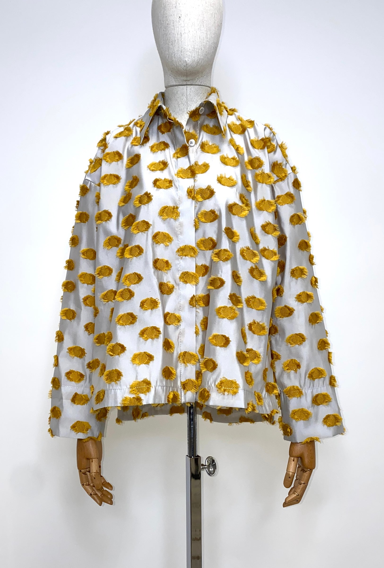 Odeeh-Filcoupé Dots Bluse, Jade Yellow-Hemden & Blusen-Black-Deal-Outlet-by-ARCHIVIST