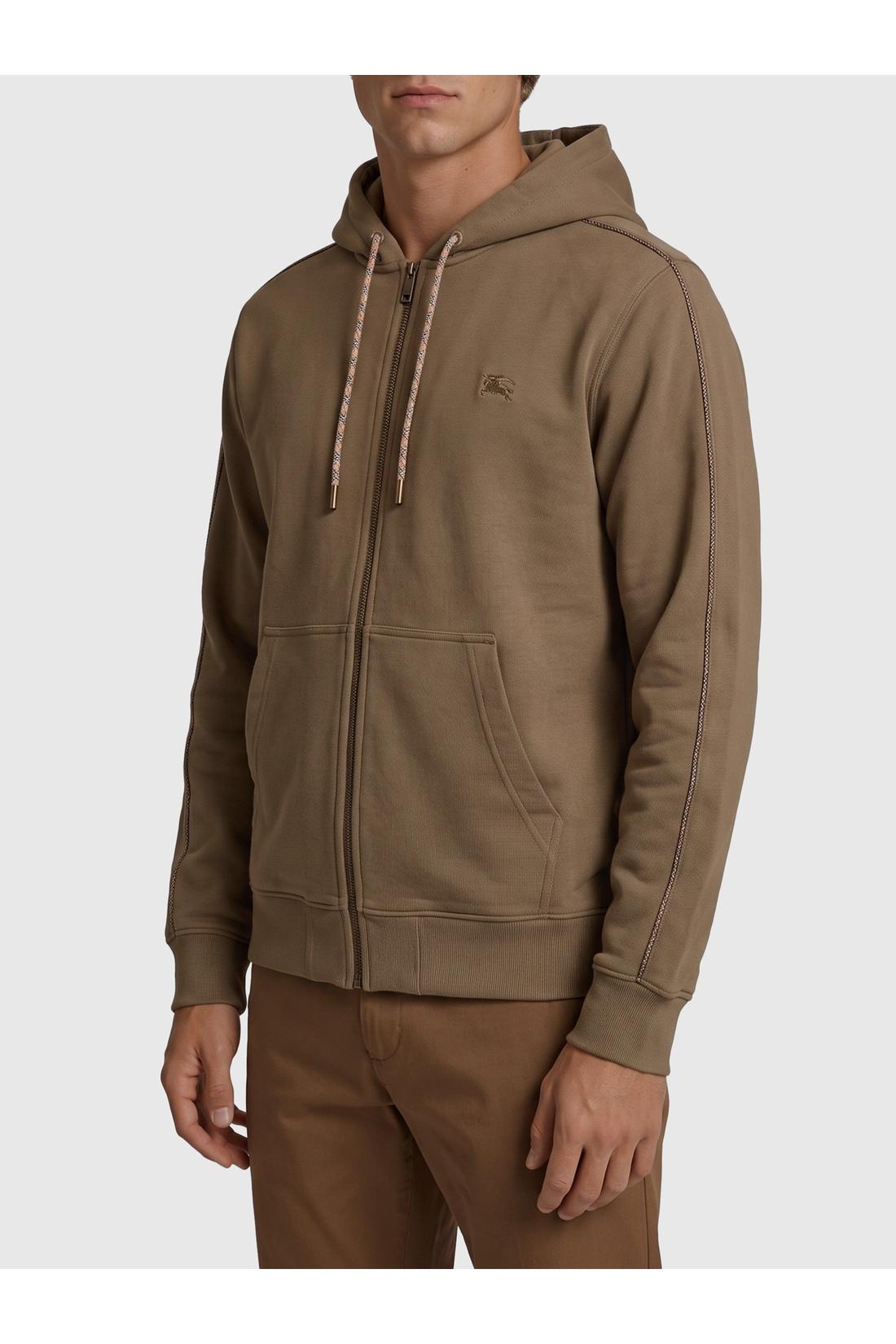 Burberry-OUTLET-SALE-Finch brown cotton zipped hoodie-ARCHIVIST