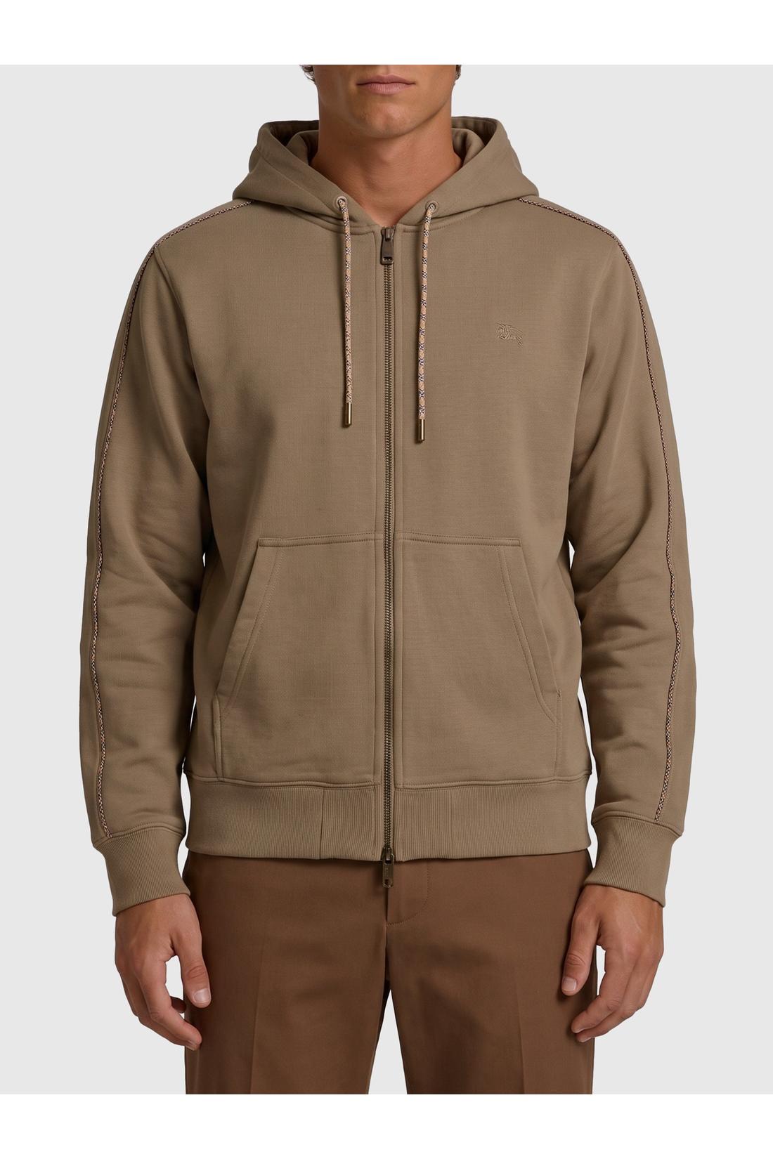 Burberry-OUTLET-SALE-Finch brown cotton zipped hoodie-ARCHIVIST