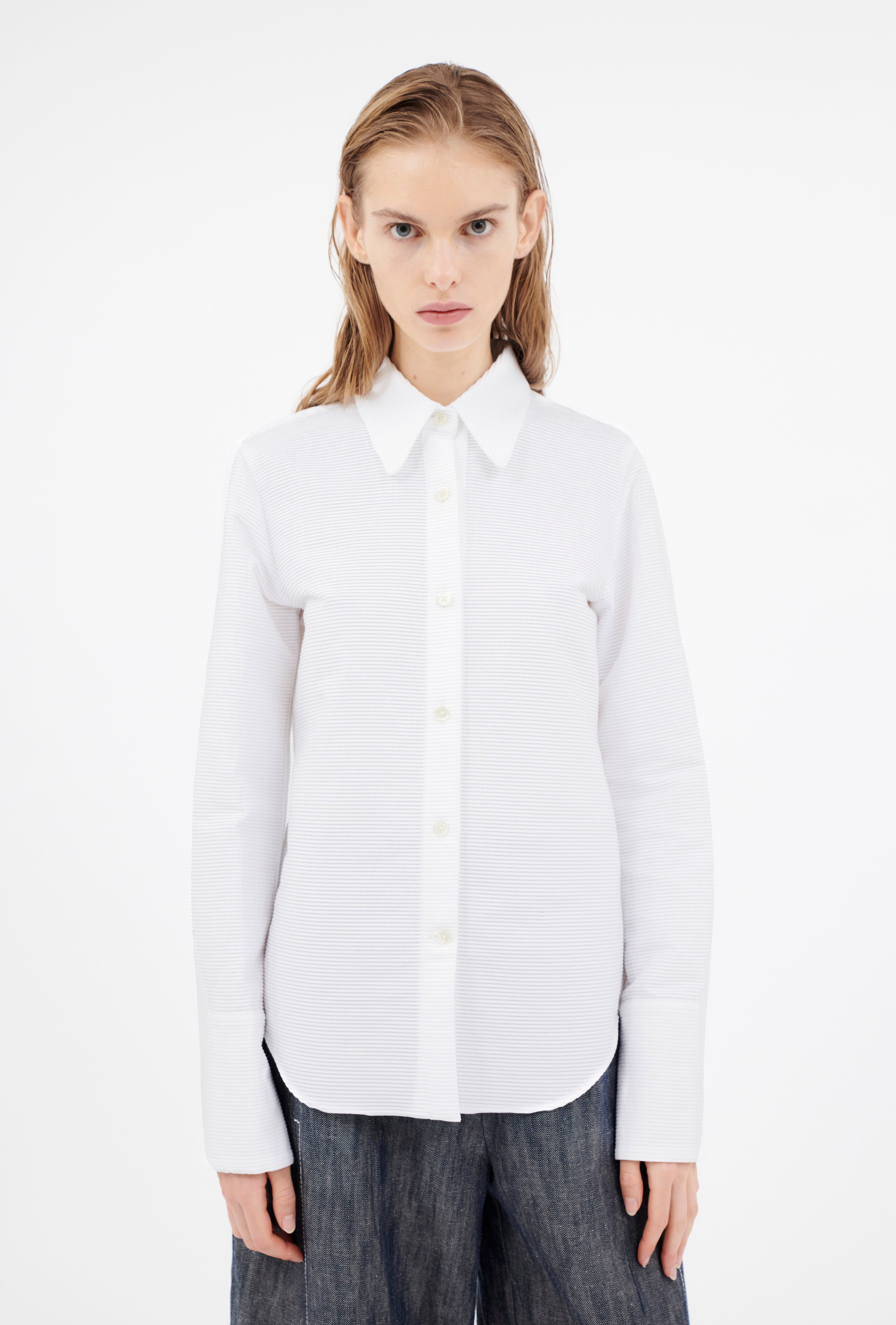 Odeeh-Fine Plissé Bluse, White-Hemden & Blusen-Black-Deal-Outlet-by-ARCHIVIST
