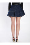 Self Portrait-OUTLET-SALE-Flared denim mini skirt-ARCHIVIST