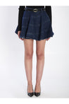 Self Portrait-OUTLET-SALE-Flared denim mini skirt-ARCHIVIST