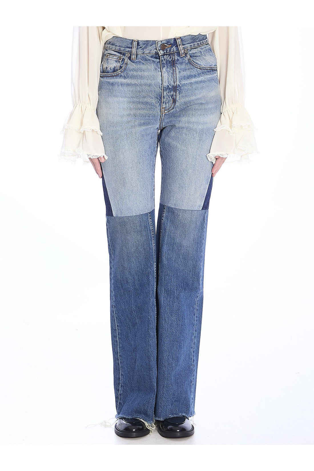 CHLOE-OUTLET-SALE-Flared patchwork jeans-ARCHIVIST