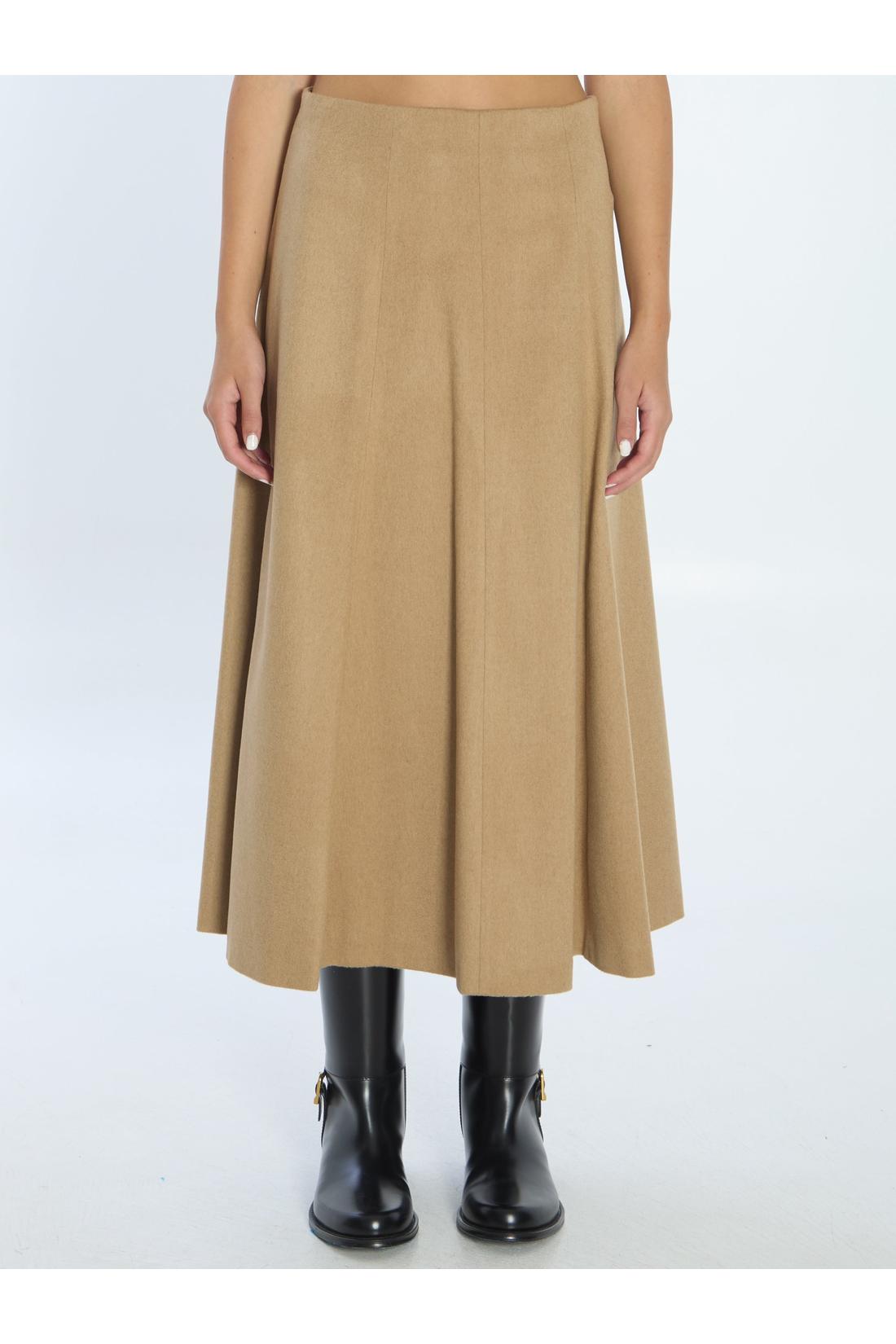 Max Mara-OUTLET-SALE-Flared skirt in camel-ARCHIVIST