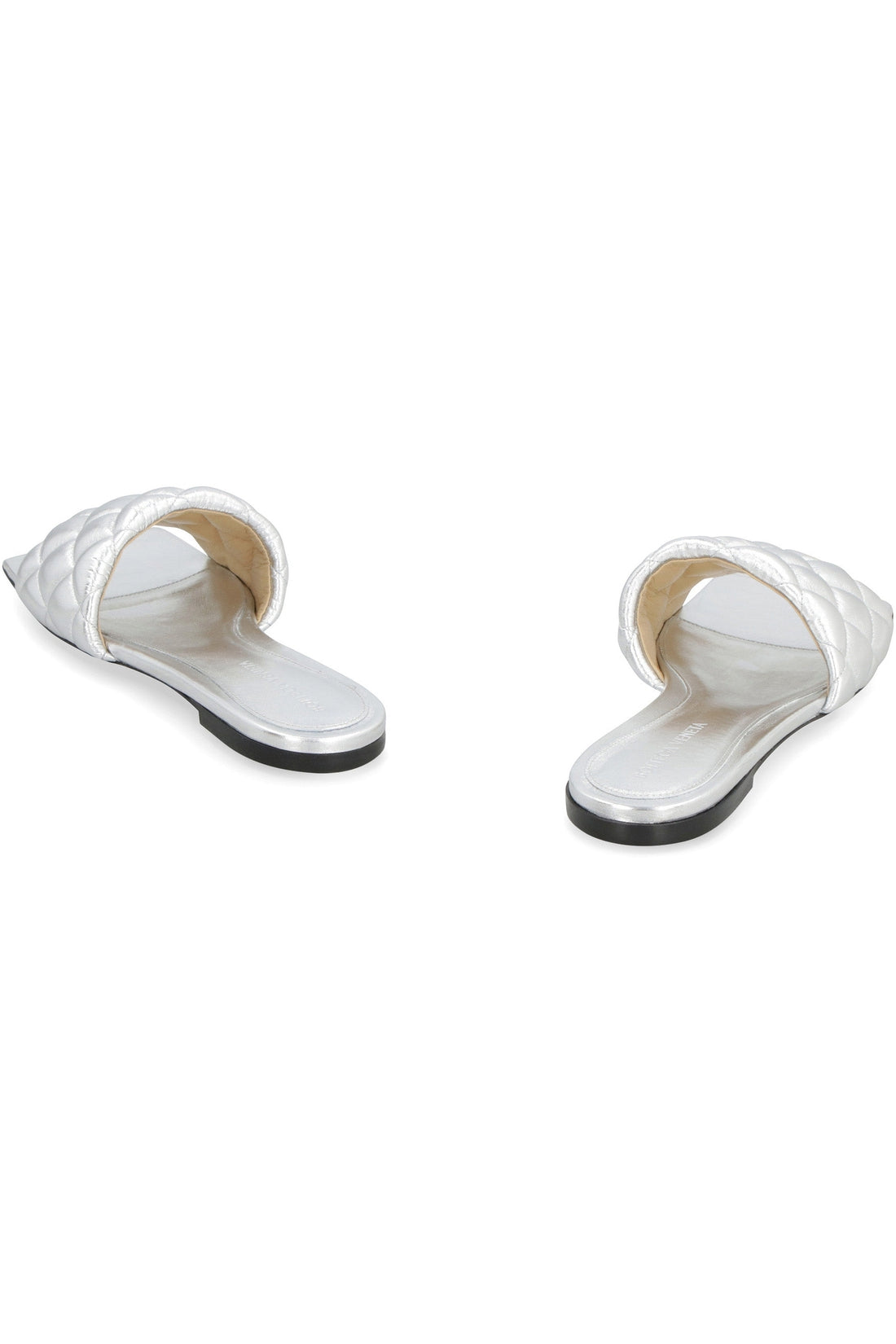 Bottega Veneta-OUTLET-SALE-Flat Padded metallic leather sandals-ARCHIVIST