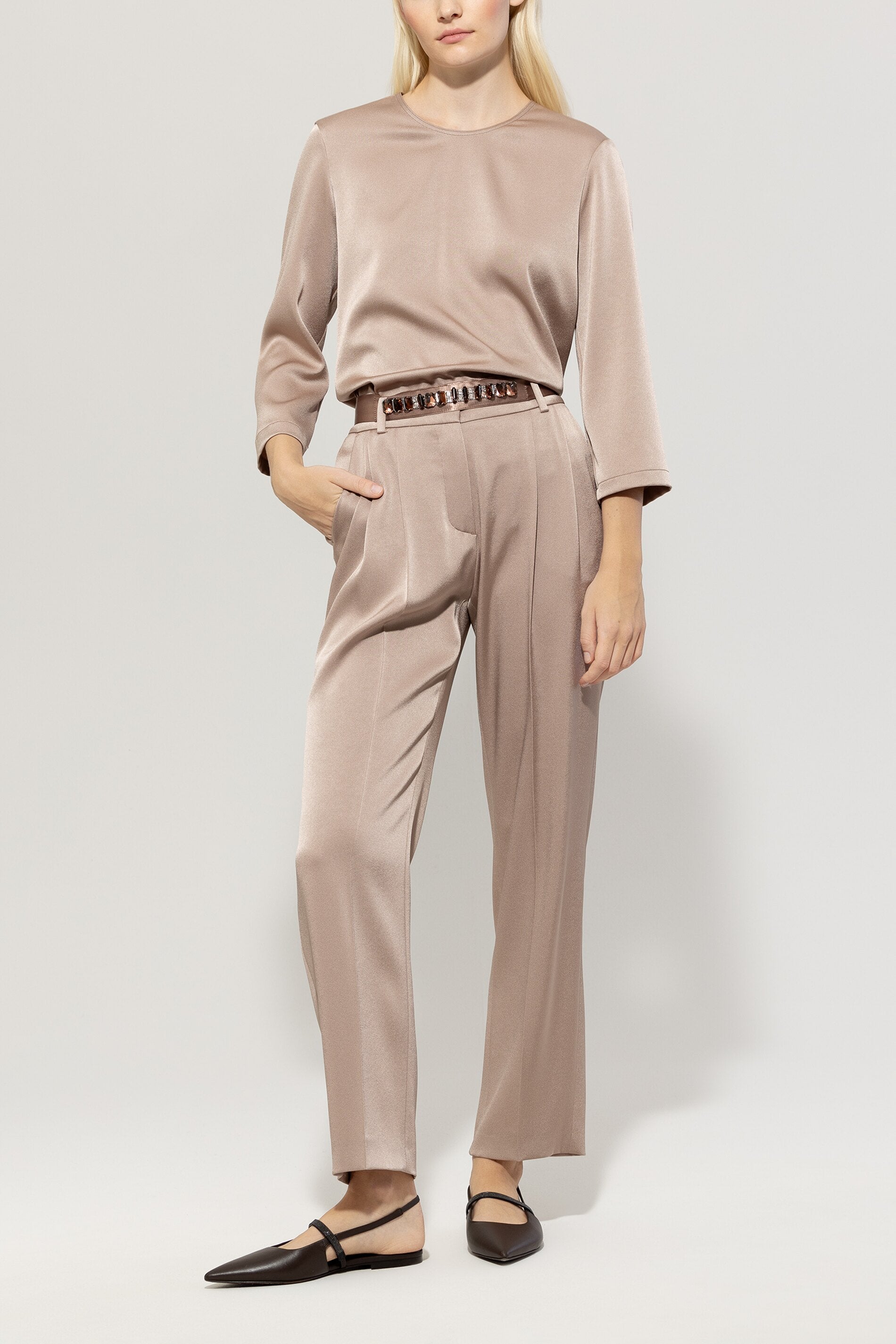 Luisa Cerano-Fließende Satinbluse-Hemden & Blusen-Black-Deal-Outlet-by-ARCHIVIST