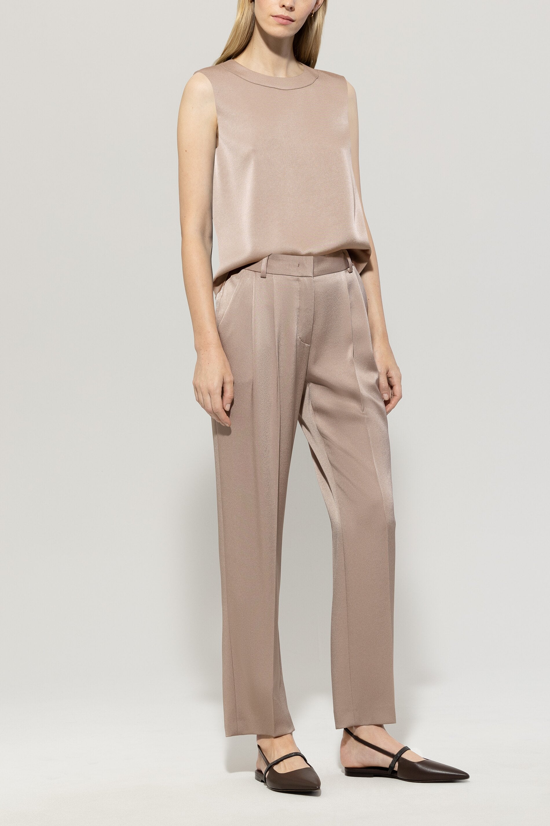 Luisa Cerano-Fließendes Satintop-Hemden & Blusen-Black-Deal-Outlet-by-ARCHIVIST