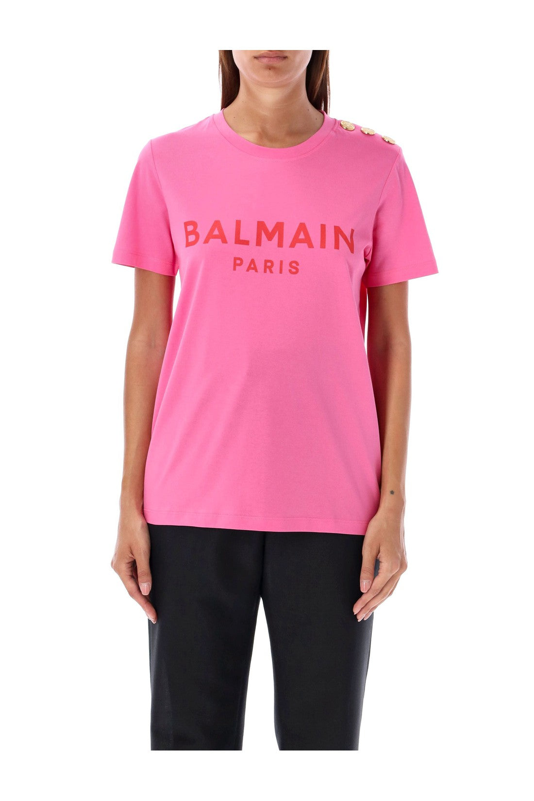 BALMAIN-OUTLET-SALE-Flocked Paris t-shirt-ARCHIVIST