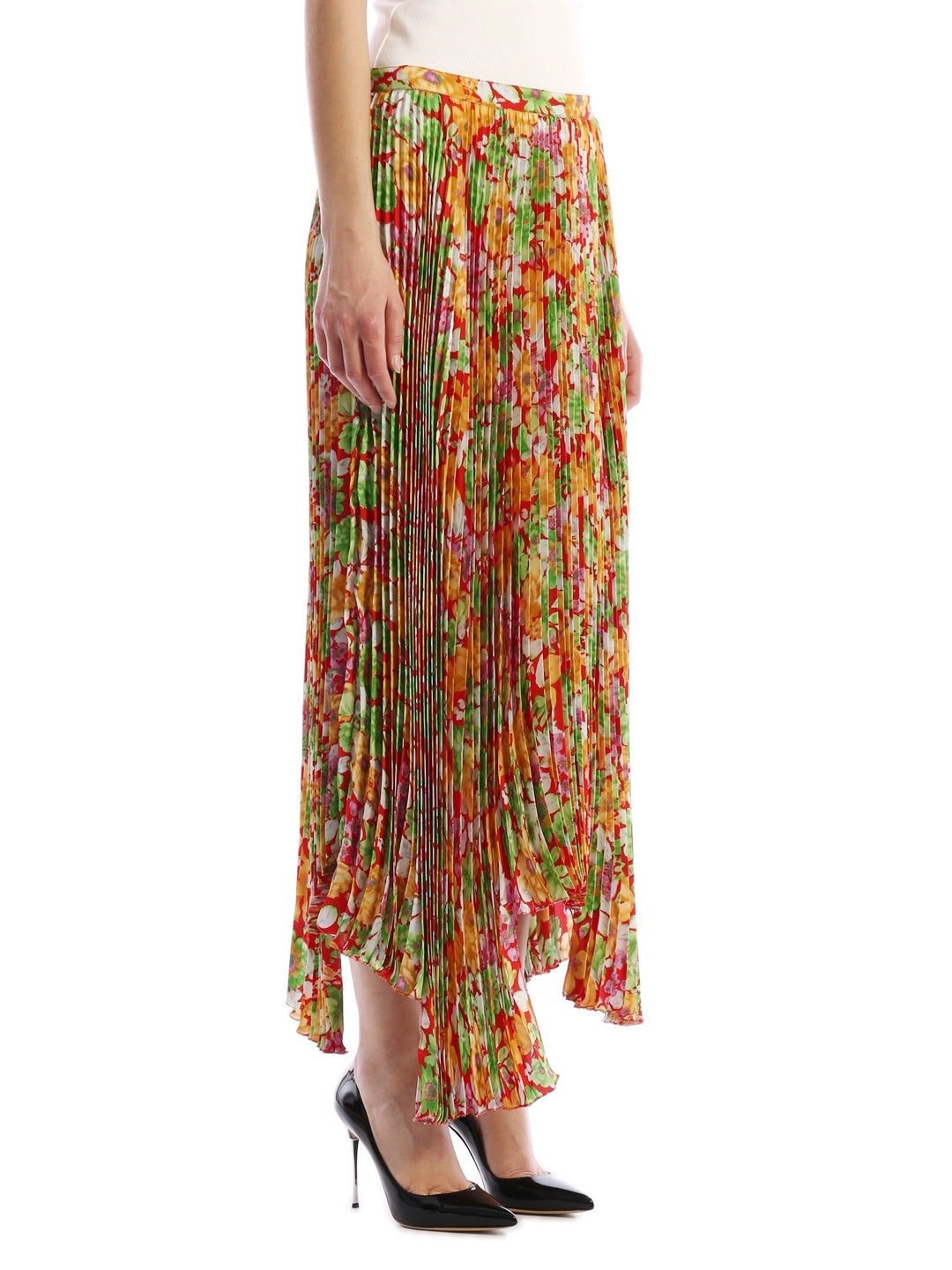 PLAN C-OUTLET-SALE-Floral Plissè Skirt-ARCHIVIST