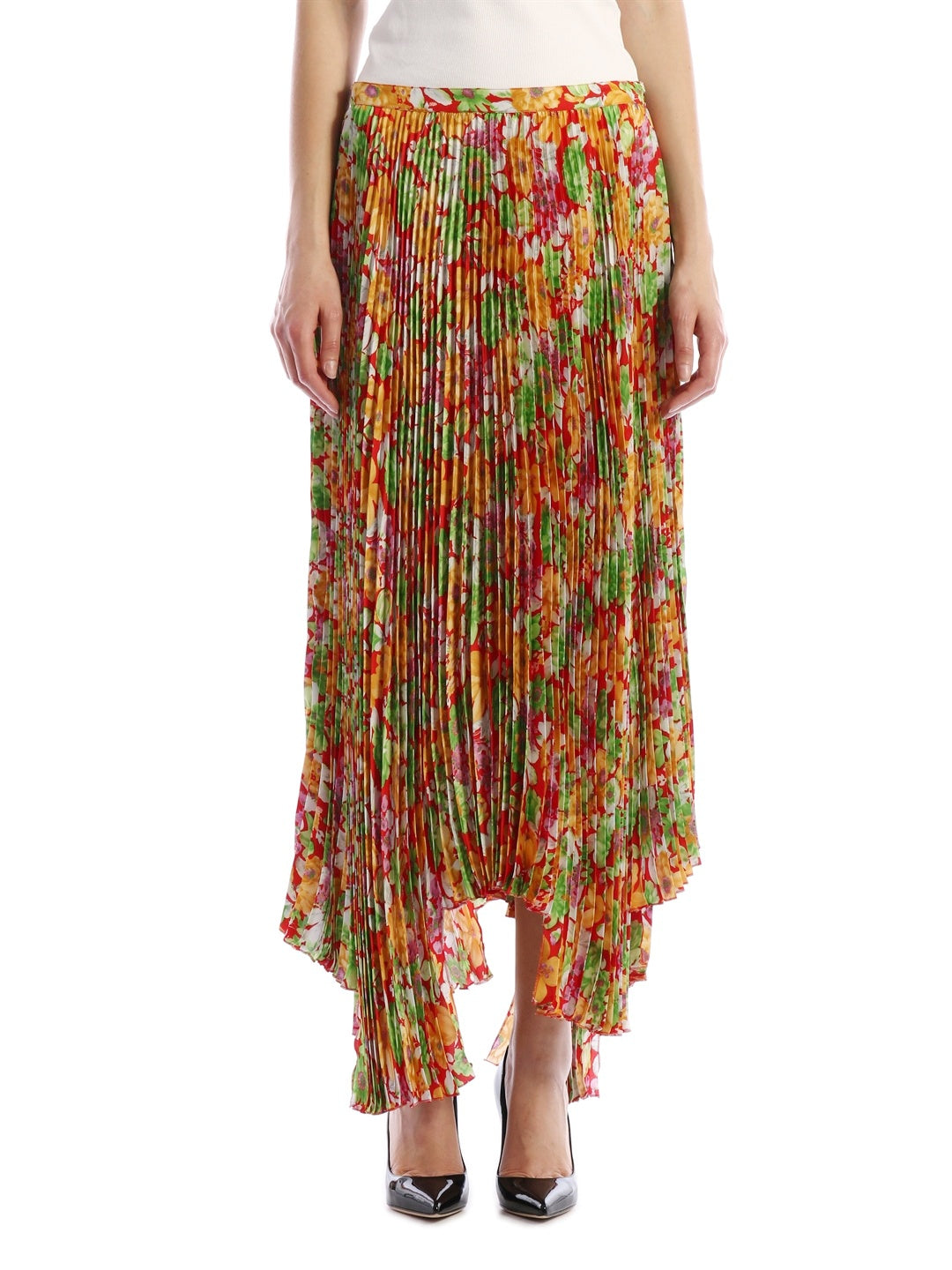 PLAN C-OUTLET-SALE-Floral Plissè Skirt-ARCHIVIST