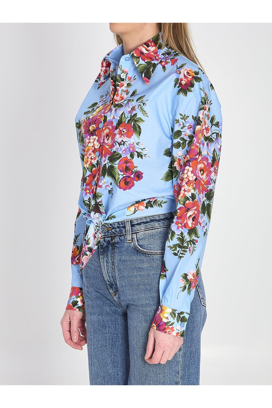 Dolce & Gabbana-OUTLET-SALE-Floral bouquet-print cotton shirt-ARCHIVIST