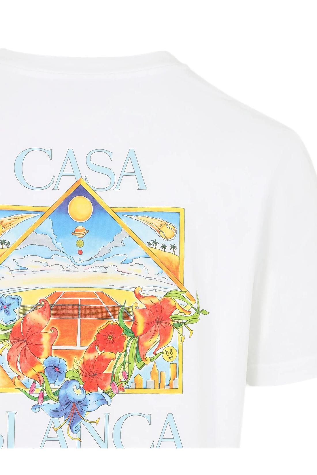 Casablanca-OUTLET-SALE-Flower Court Icon print T-shirt-ARCHIVIST