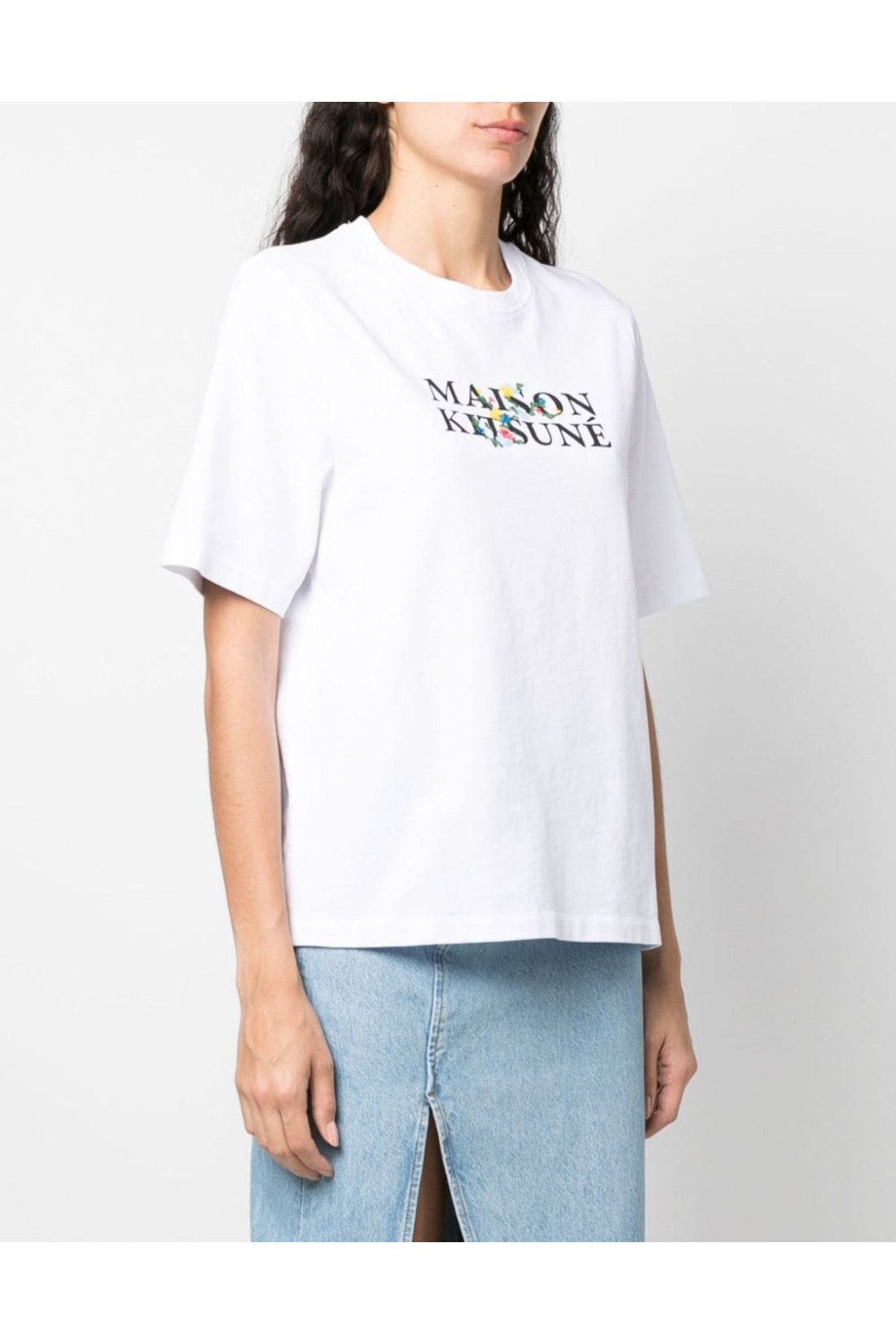 Maison KitsunÃ©-OUTLET-SALE-Flowers Print Classic Logo T-Shirt-ARCHIVIST