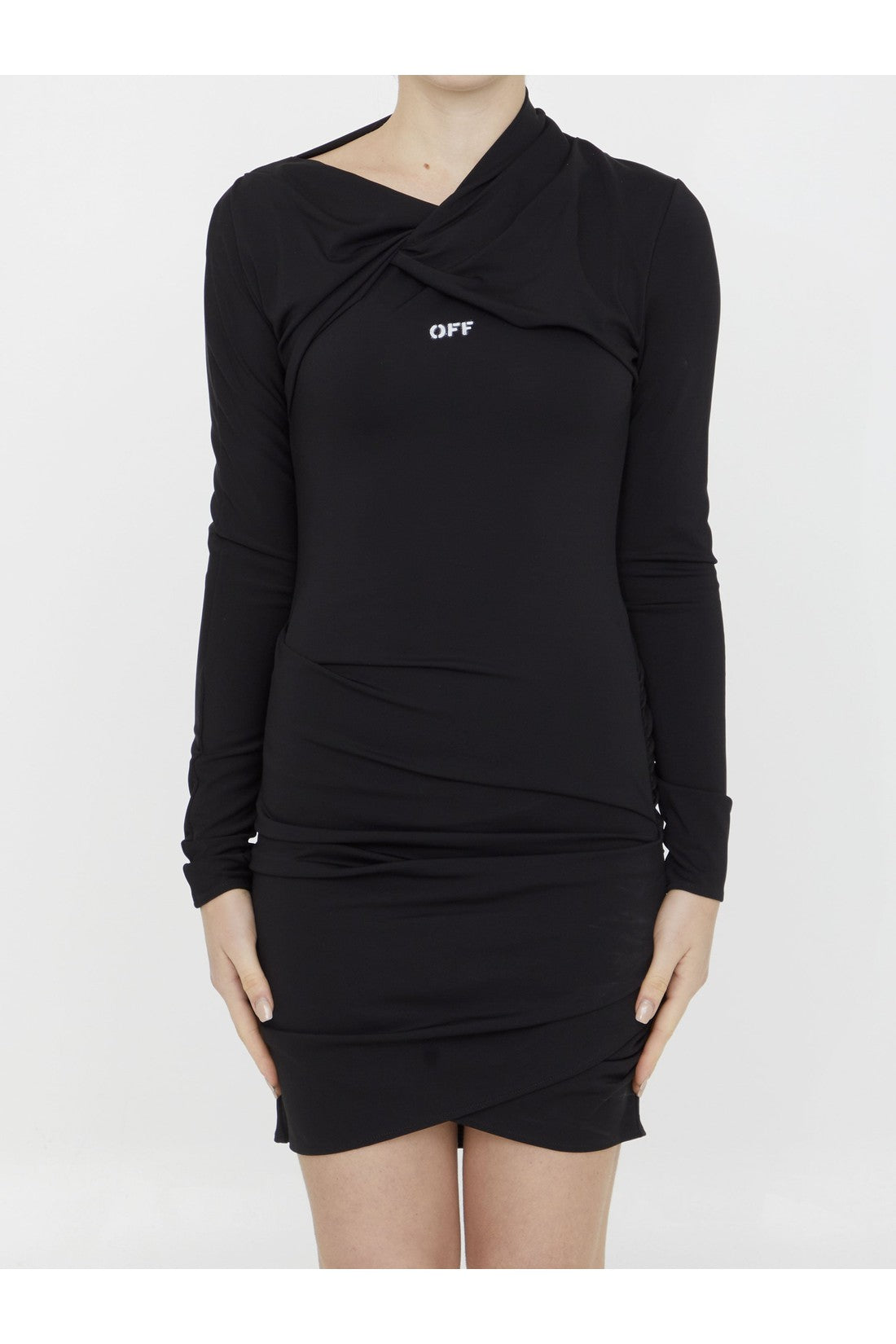 OFF WHITE-OUTLET-SALE-Fluid jersey Twist mini dress-ARCHIVIST