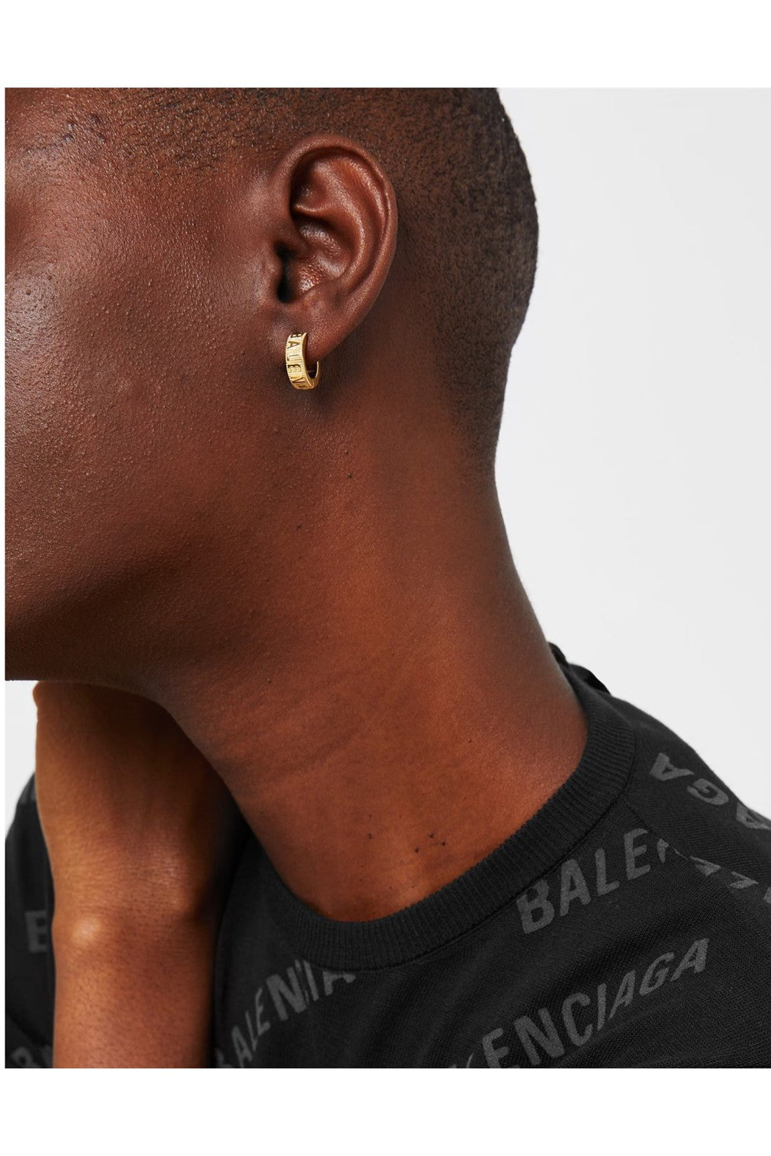 Balenciaga-OUTLET-SALE-Force Striped Logo Hoop Earrings-ARCHIVIST