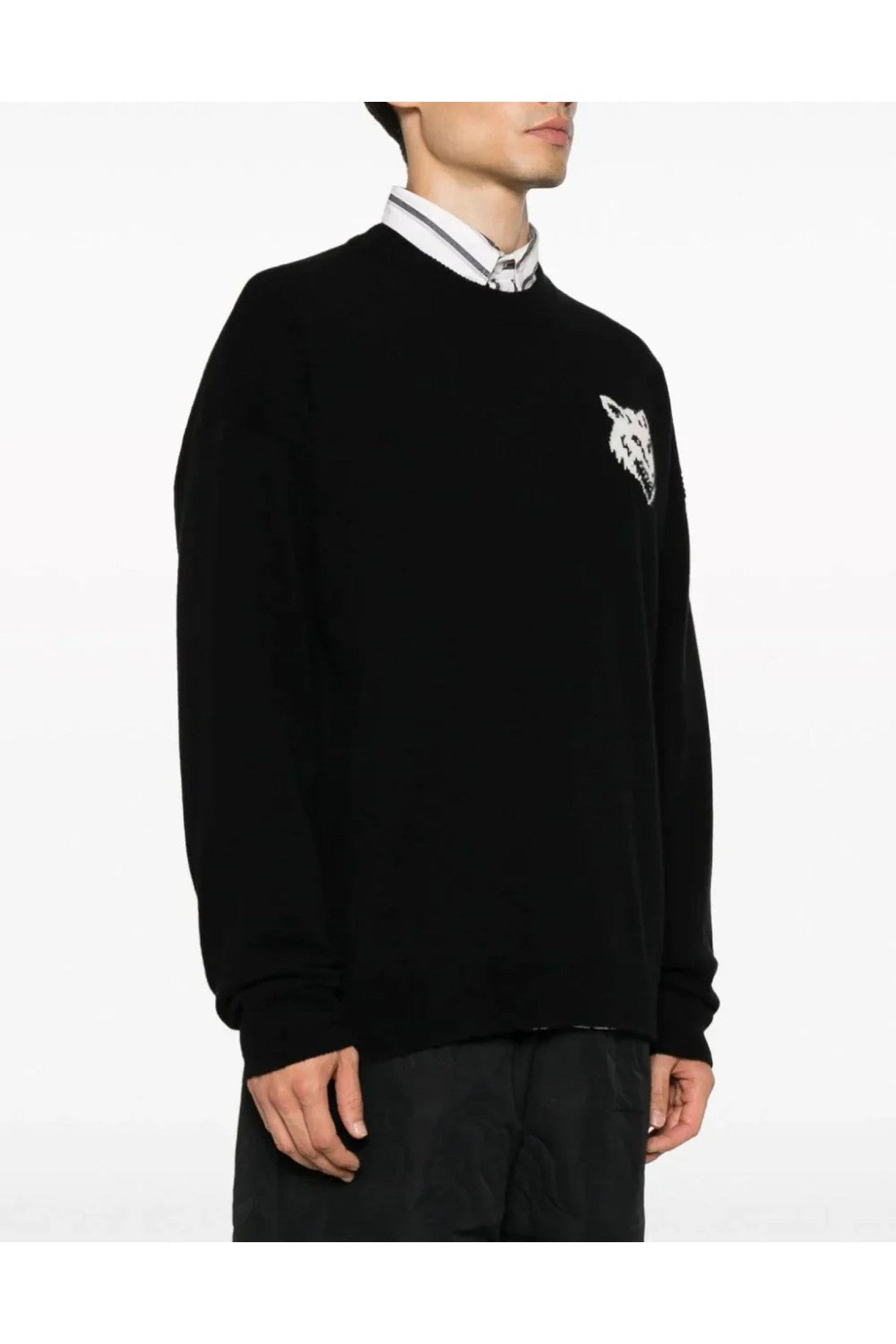 Maison KitsunÃ©-OUTLET-SALE-Fox Head Intarsia Logo Sweater-ARCHIVIST