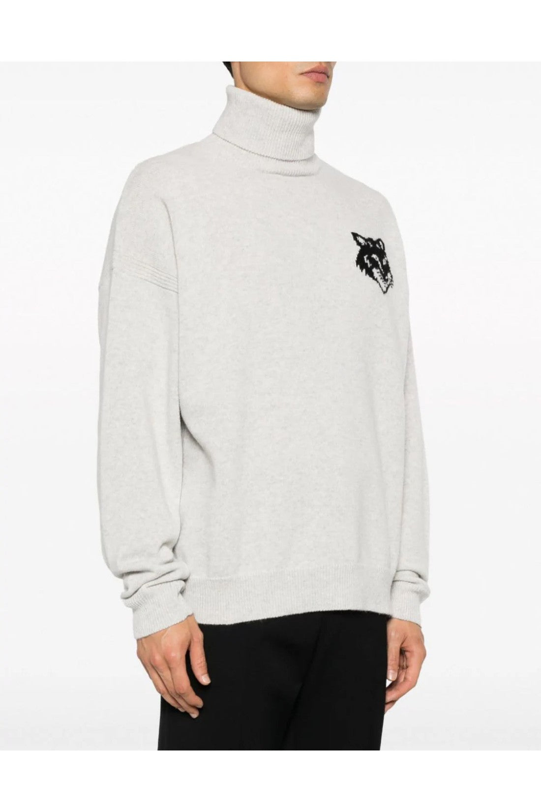 Maison KitsunÃ©-OUTLET-SALE-Fox Head Intarsia Logo Turtleneck Sweater-ARCHIVIST