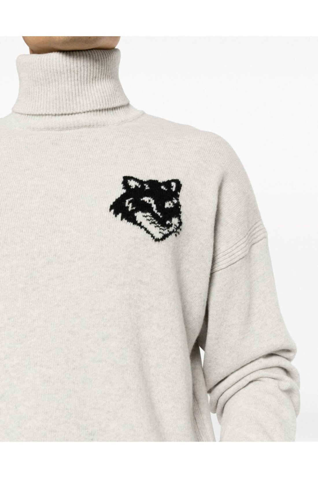 Maison KitsunÃ©-OUTLET-SALE-Fox Head Intarsia Logo Turtleneck Sweater-ARCHIVIST