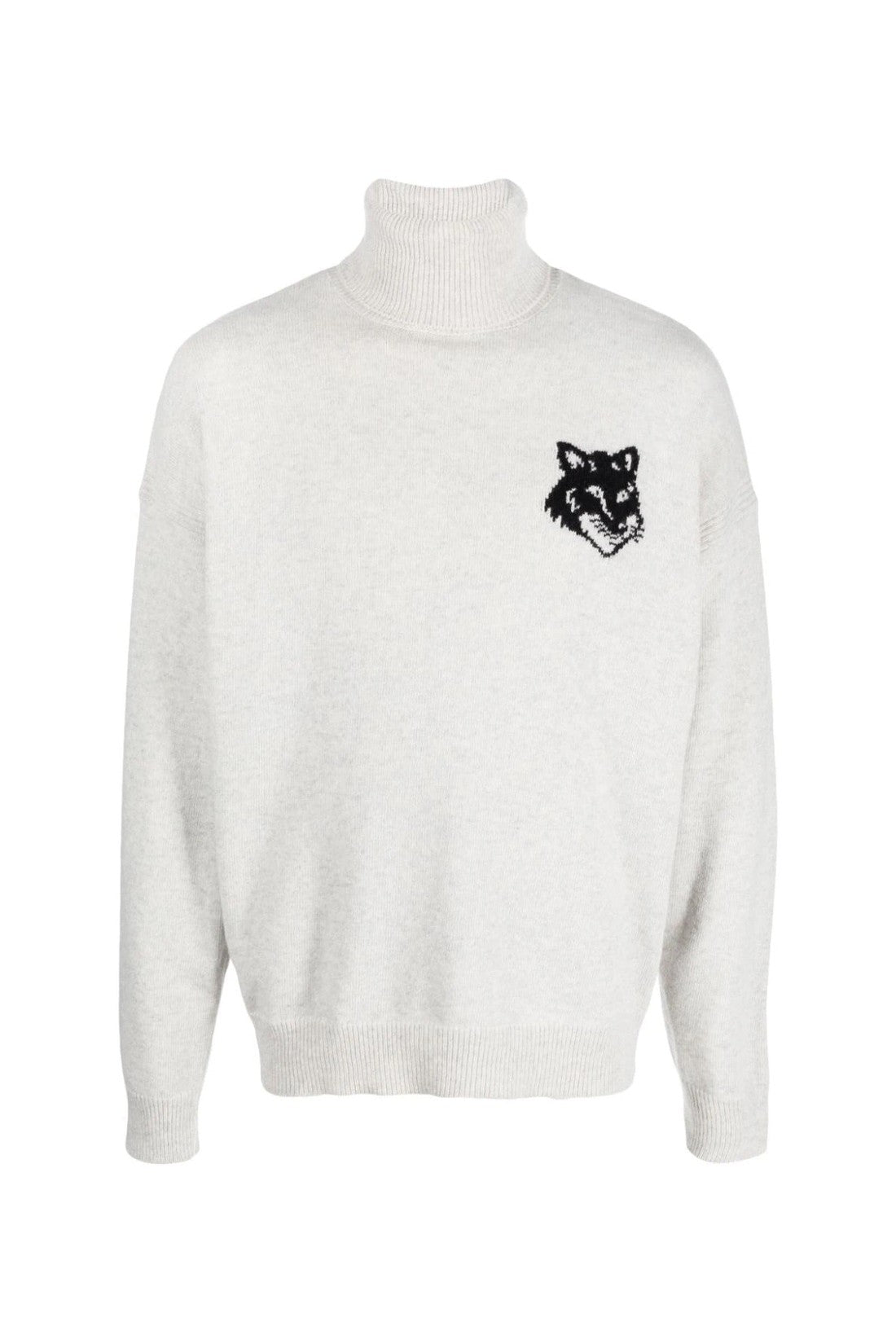 Maison KitsunÃ©-OUTLET-SALE-Fox Head Intarsia Logo Turtleneck Sweater-ARCHIVIST