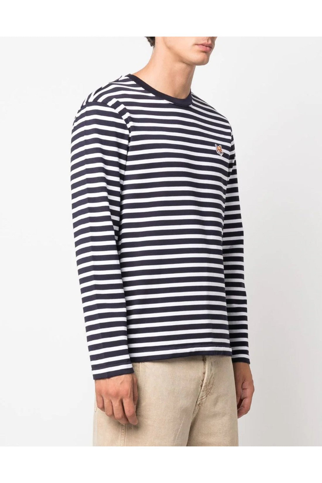 Maison KitsunÃ©-OUTLET-SALE-Fox Logo Striped T-Shirt-ARCHIVIST