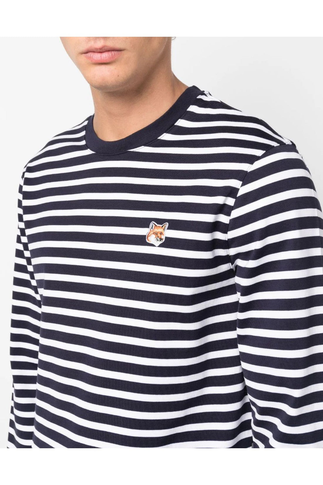 Maison KitsunÃ©-OUTLET-SALE-Fox Logo Striped T-Shirt-ARCHIVIST