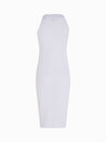back packshot of an asymmetric white midi dress
