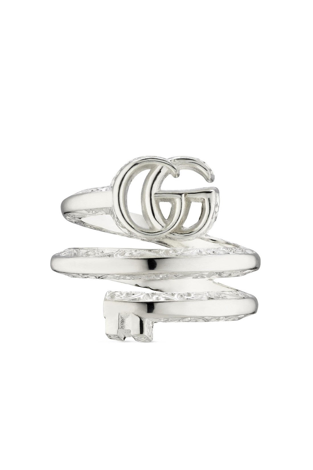 Gucci-OUTLET-SALE-GG Marmont Logo Double Band Silver Ring-ARCHIVIST