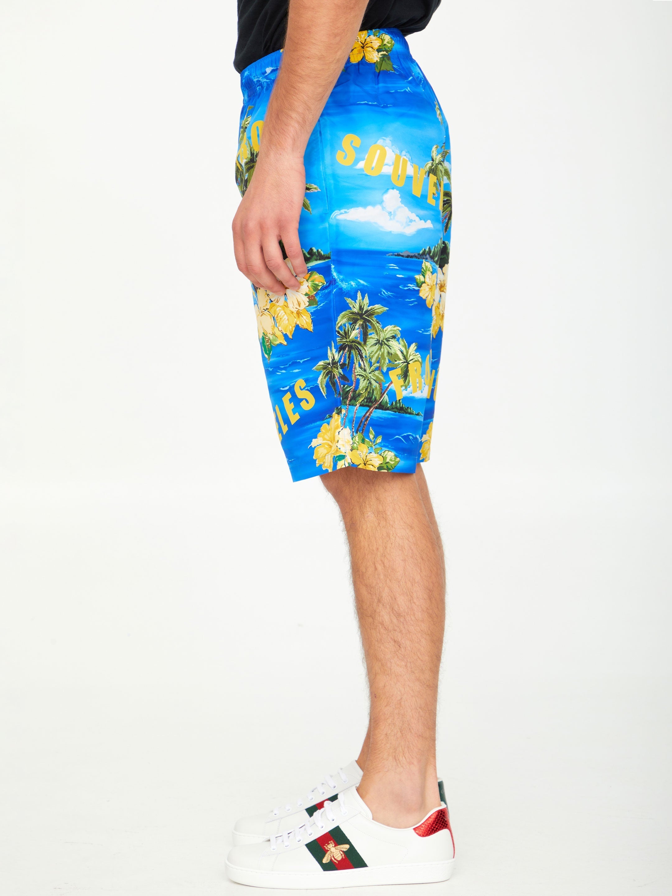 Printed nylon swim shorts