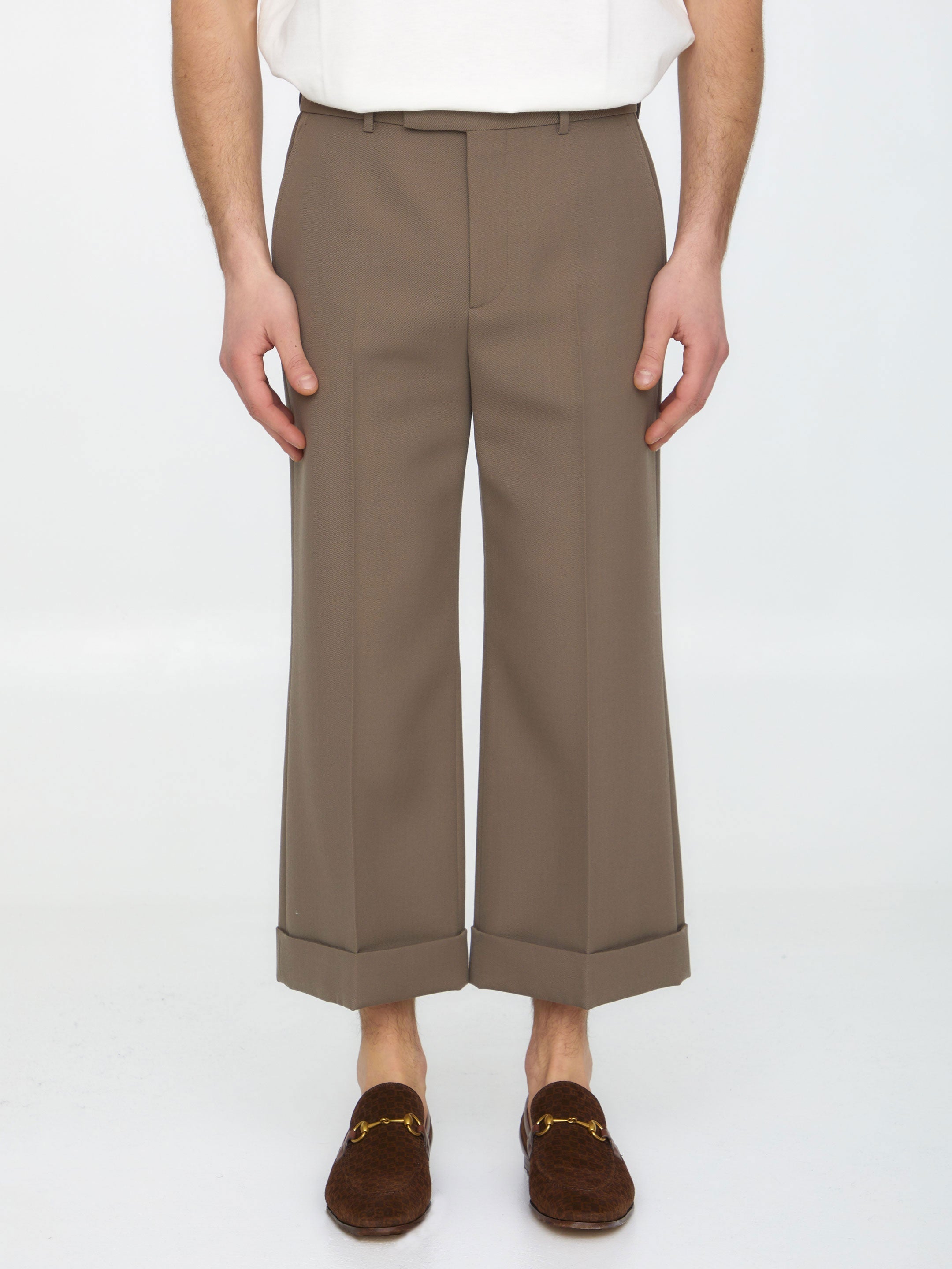 Textured gabardine trousers