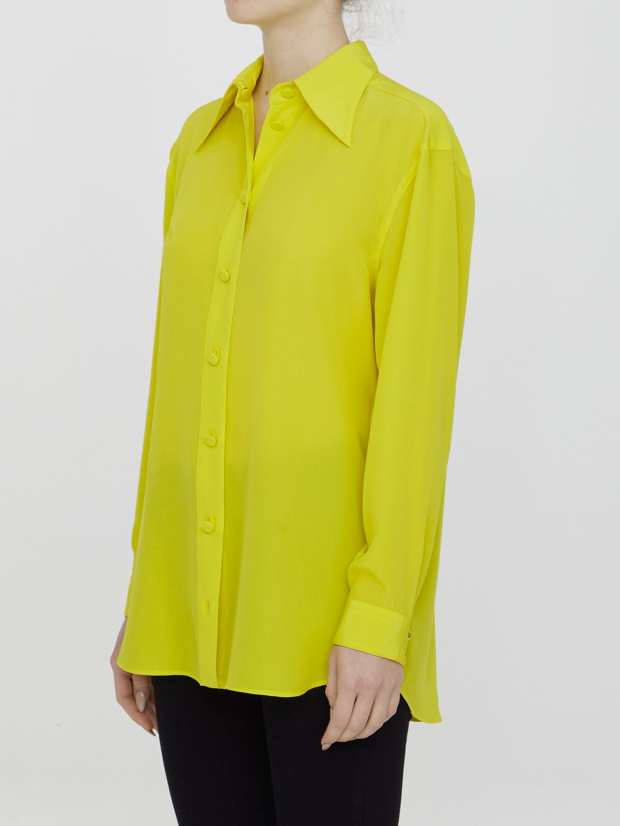Yellow silk shirt