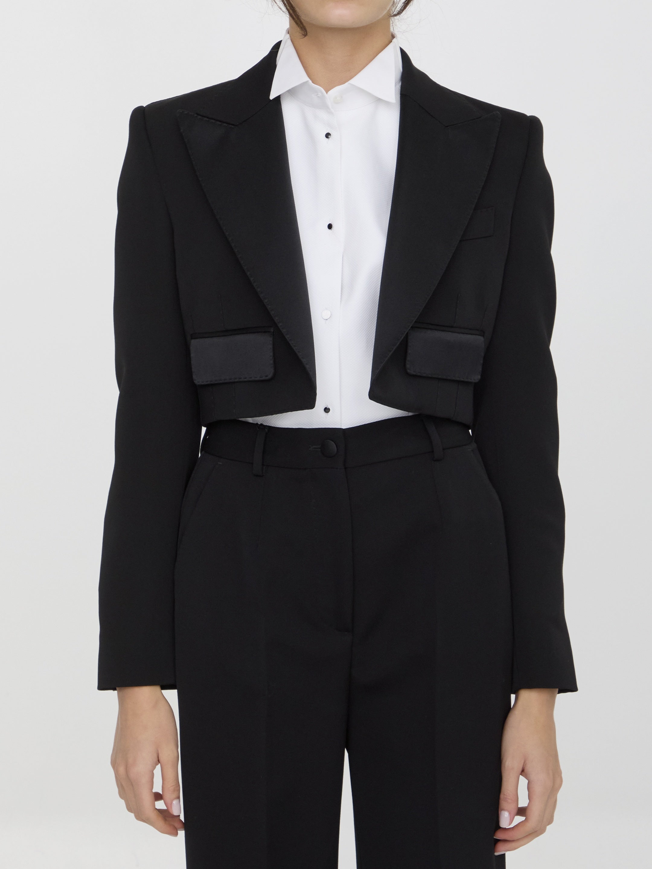 DOLCE&GABBANA-OUTLET-SALE-Gabardine tuxedo jacket-ARCHIVIST