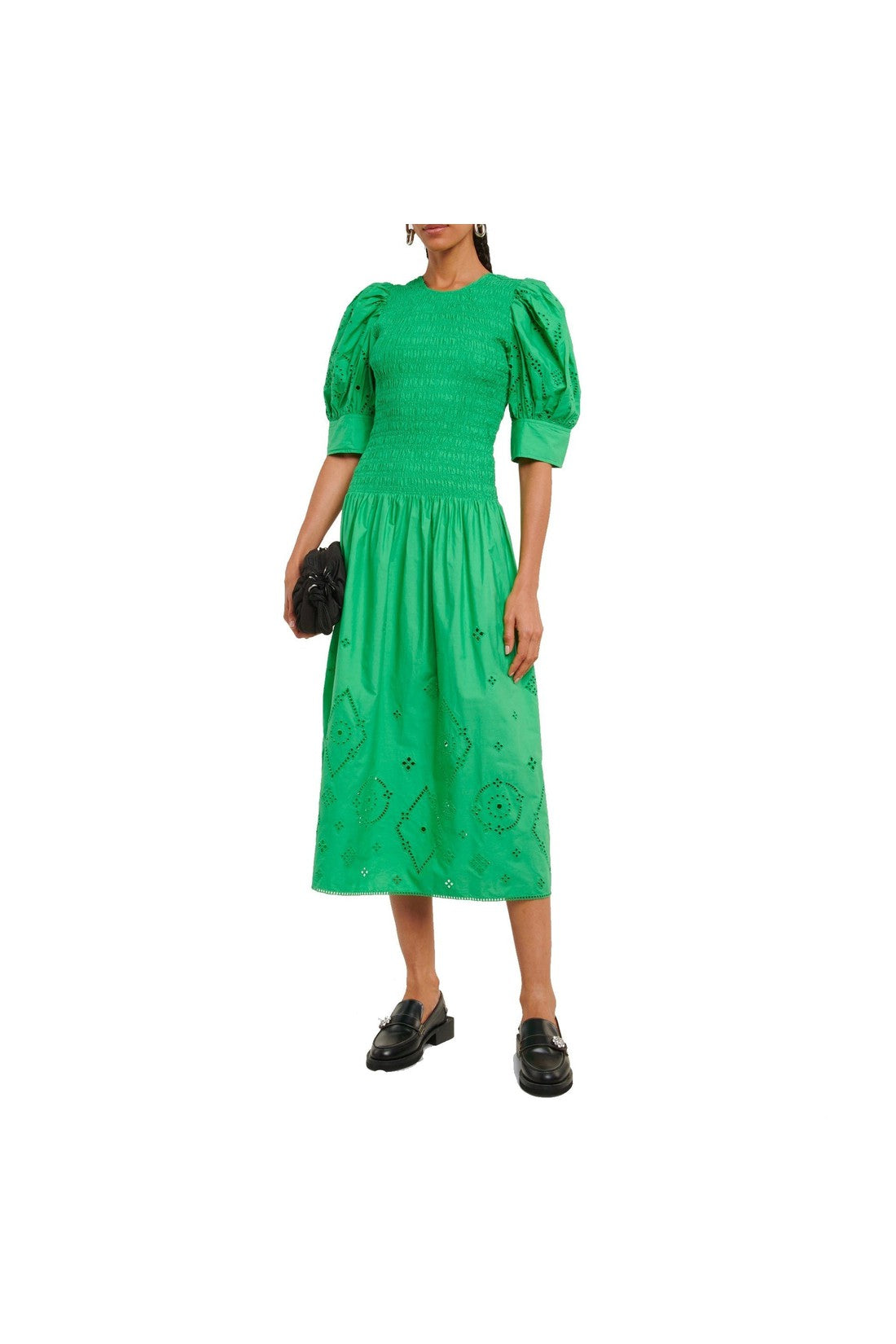 GANNI-OUTLET-SALE-Ganni Gathered Cotton Dress-ARCHIVIST