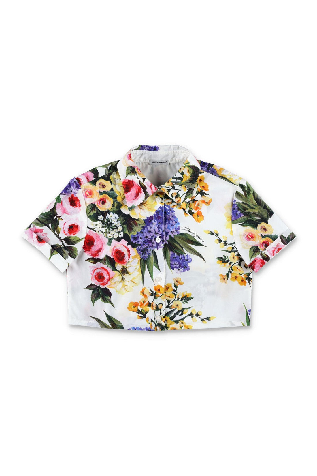 DOLCE & GABBANA-OUTLET-SALE-Garden print poplin crop shirt-ARCHIVIST