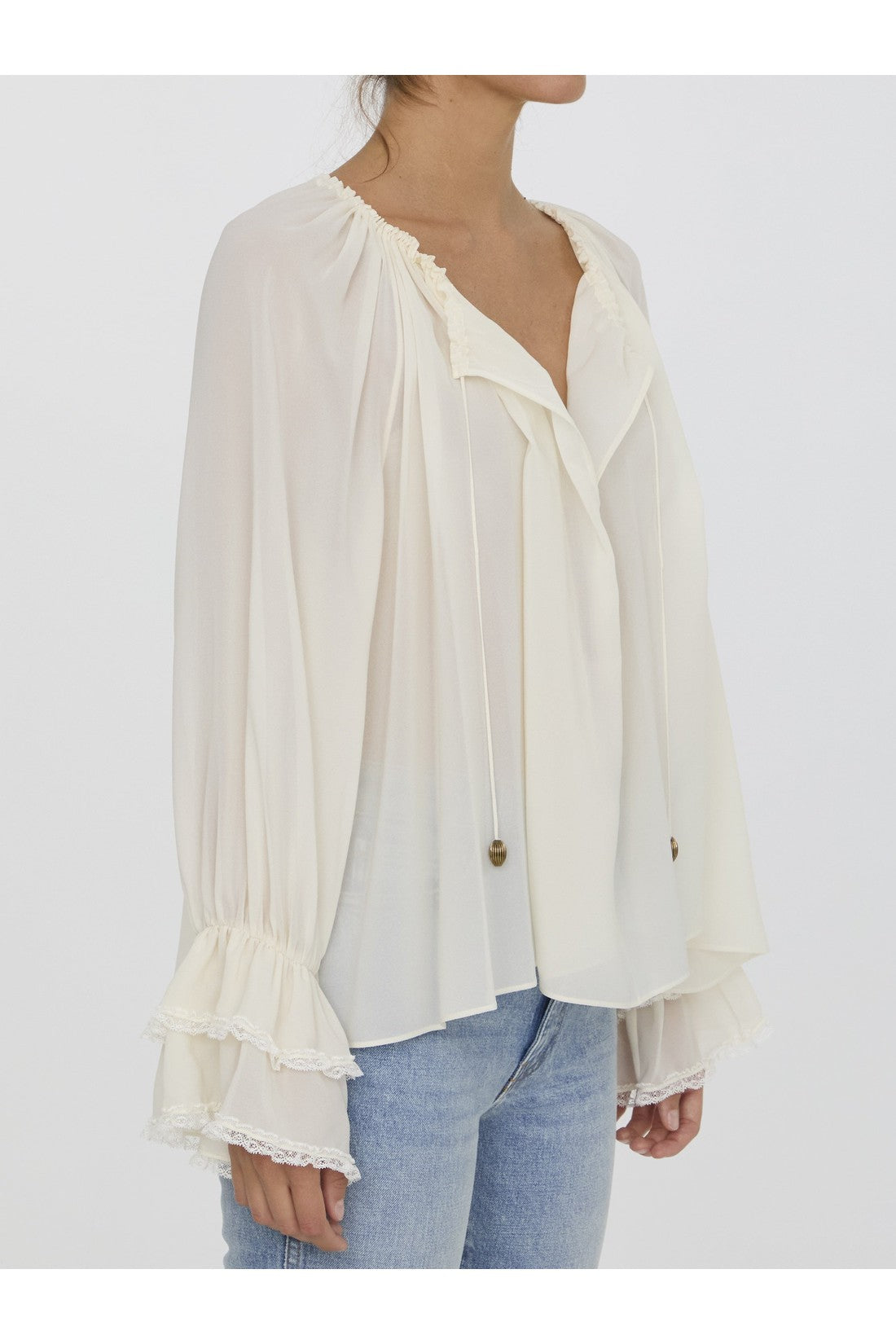 CHLOE-OUTLET-SALE-Gathered top in silk-ARCHIVIST