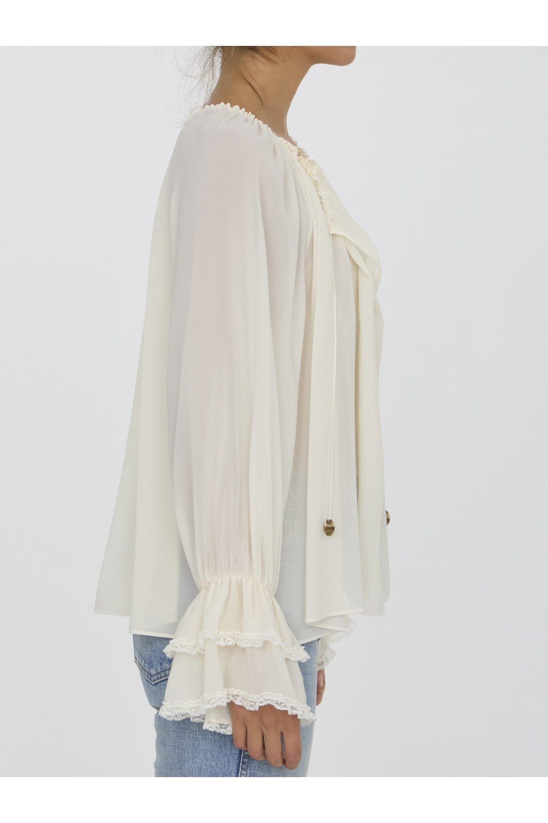 CHLOE-OUTLET-SALE-Gathered top in silk-ARCHIVIST