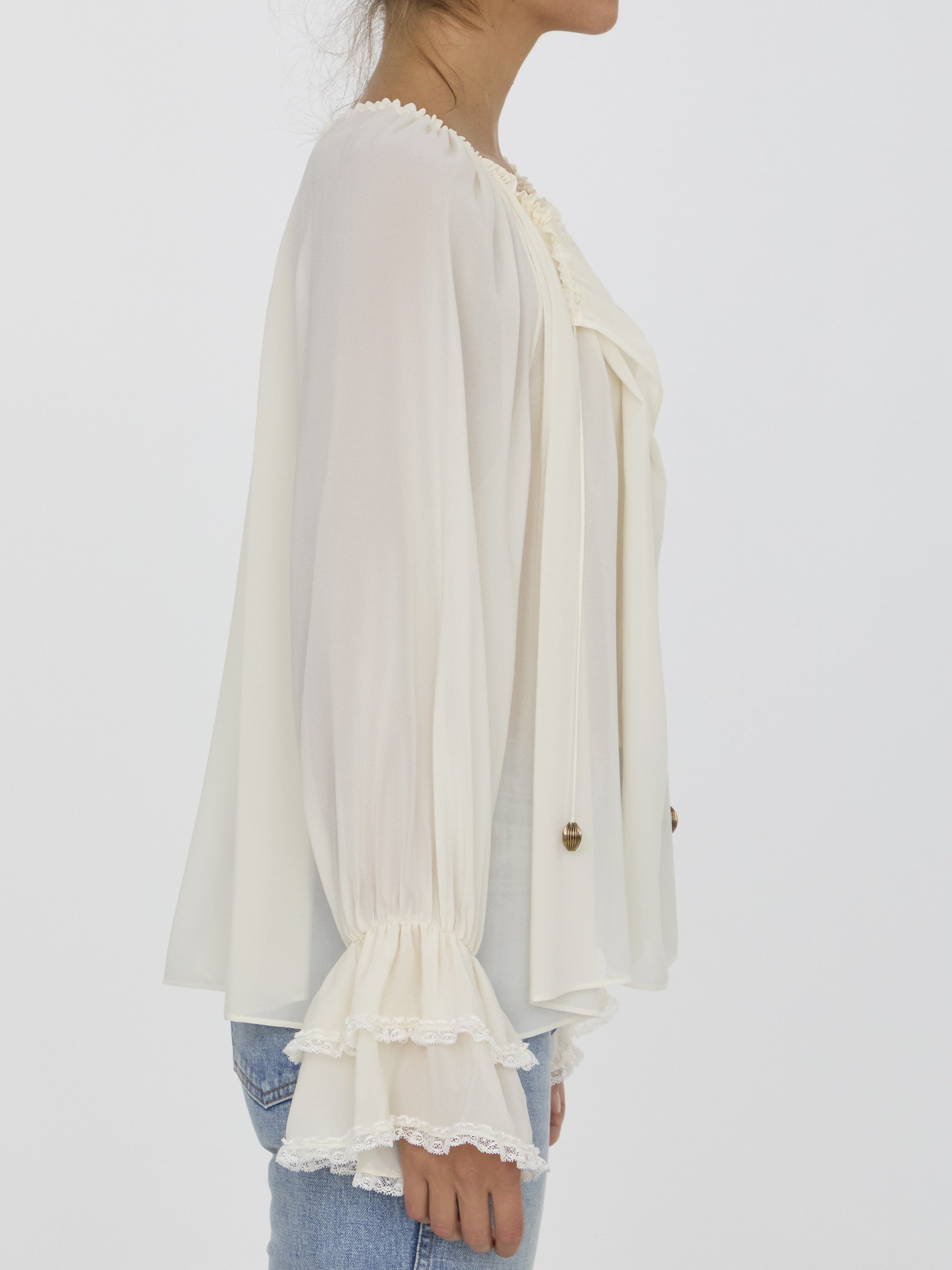 CHLOE-OUTLET-SALE-Gathered top in silk-ARCHIVIST