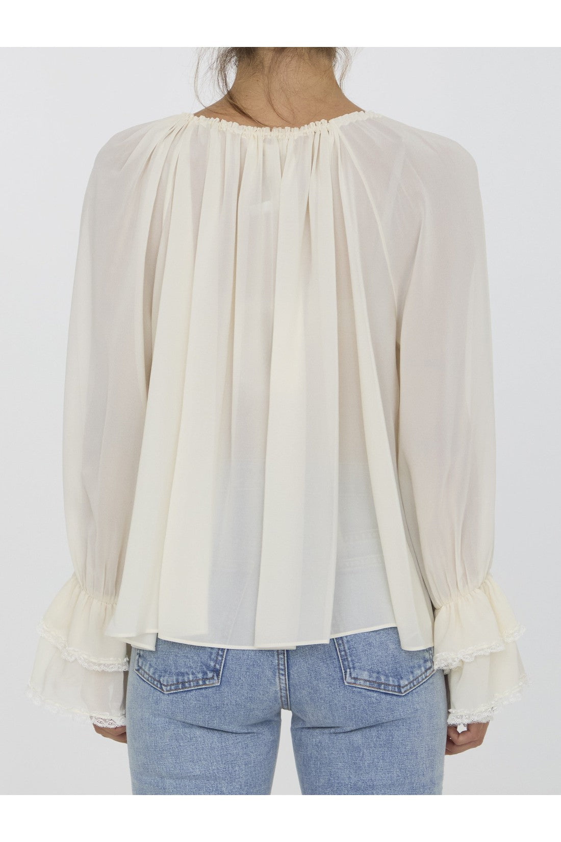 CHLOE-OUTLET-SALE-Gathered top in silk-ARCHIVIST