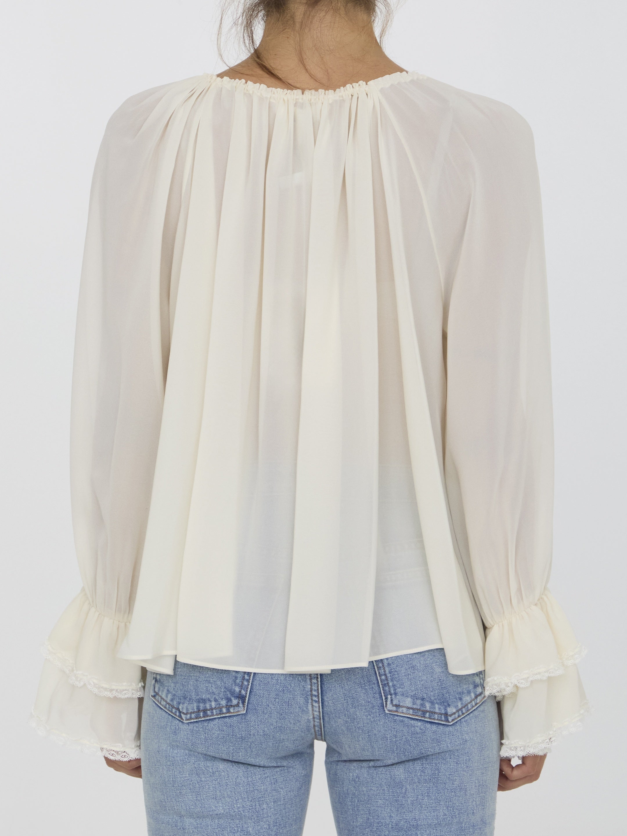 CHLOE-OUTLET-SALE-Gathered top in silk-ARCHIVIST