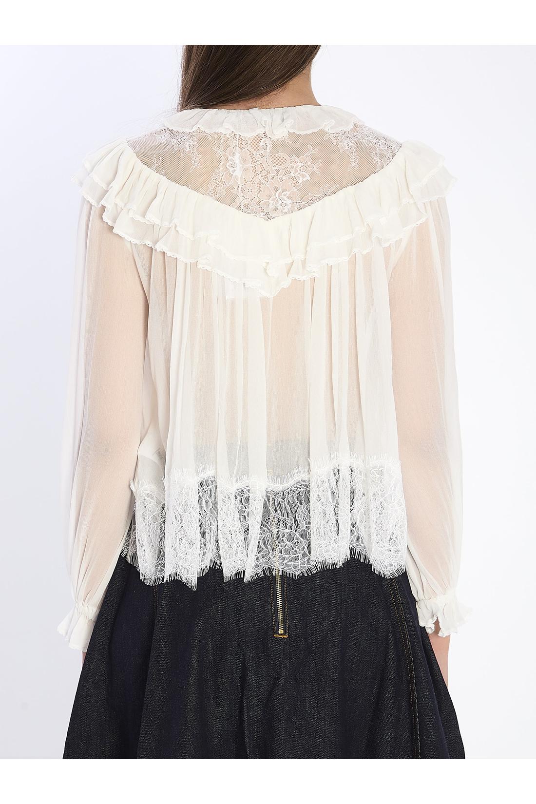 Self Portrait-OUTLET-SALE-Georgette lace blouse-ARCHIVIST