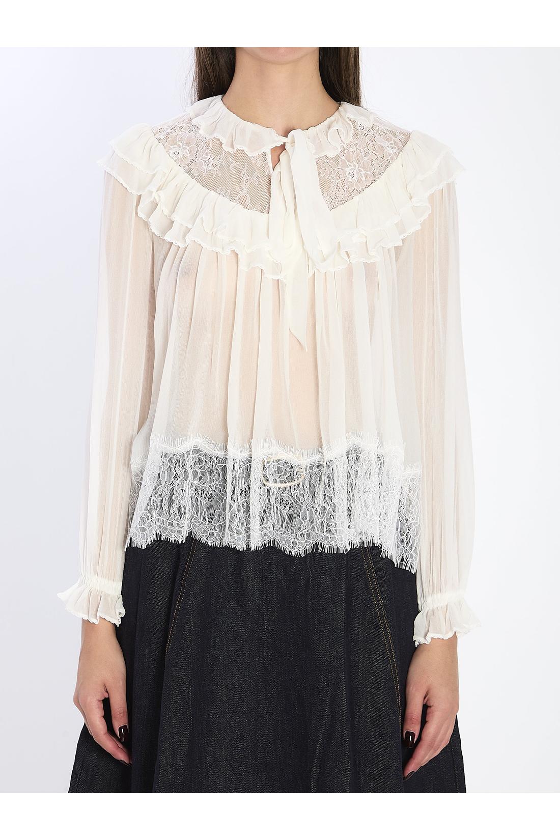 Self Portrait-OUTLET-SALE-Georgette lace blouse-ARCHIVIST